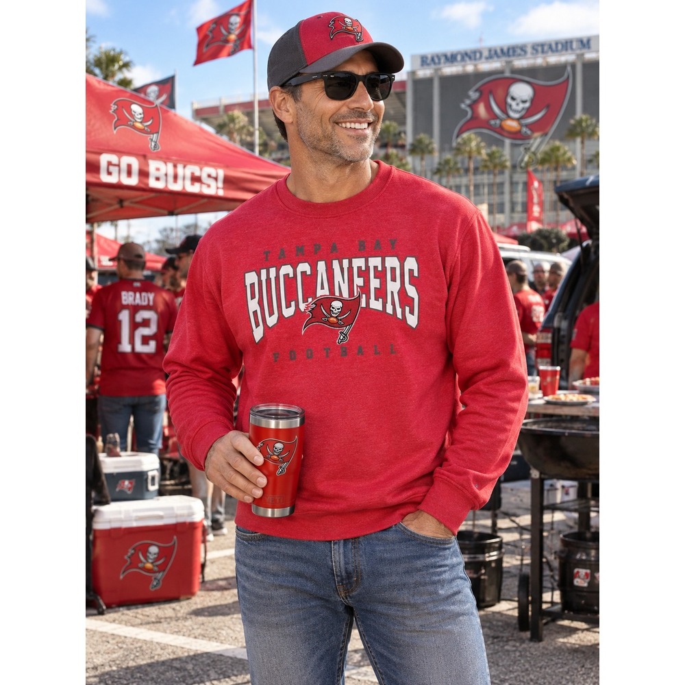 NWT Tampa Bay Buccaneers Sweatshirt Men's XL Red NFL Crewneck Fleece Football